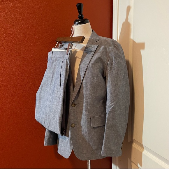 J Crew Men’s Ludlow Unstructured Breathable Somelos Linen Blend Two Piece Suit